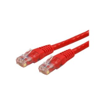 StarTech 25ft CAT6 Ethernet Cable - Red CAT 6 Gigabit Wire 100W PoE 650MHz Molded Patch Cord - C6PATCH25RD