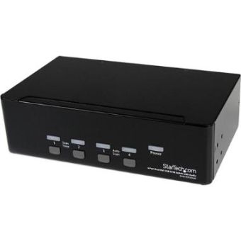 StarTech 4-Port Dual DVI 2.0 USB Hub KVM Switch with Audio (Black) - SV431DD2DUA