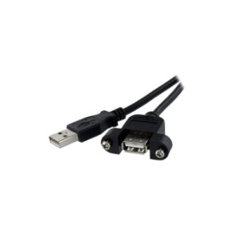 StarTech 1 ft Panel Mount USB Cable A to A - F/M - USB Extension Cable - USBPNLAFAM1