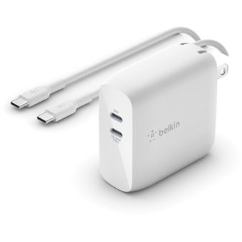 Belkin Boost Charge Dual USB-C GaN Wall Charger 68W + USB-C Cable - WCH003DQ2MWH-B6