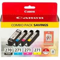 Canon 0373C005 270/271 Black/Cyan/Magenta/Yellow Standard Yield Ink Cartridge, 4/Pack