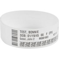 Zebra Z-Band 10006647 Polypropylene Direct Wristband, White, 1 1/4"(W) x 11"(L)
