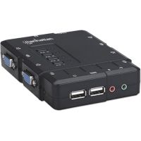 MANHATTAN - STRATEGIC 151269 4-Port Compact KVM Switch Multi-Computer Control High-Resolution