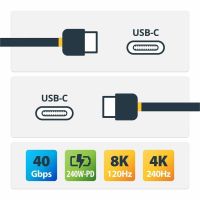 StarTech 3.3ft (1m) USB4 Cable 40Gbps, 240W (5A) Power Delivery, 8K 120Hz / 4K 240Hz DP Alt Mode, USB-IF Certified USB-C Cable - Thunderbolt Compatible - 1M-40G-USB4-CABLE