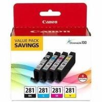 CANON USA 2091C005 CLI-281 4-Pack Black Cyan Magenta Yellow Ink  