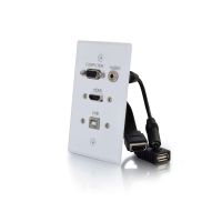 C2G 39706 Single Gang Wall Plate HDMI VGA 3.5mm USB White  