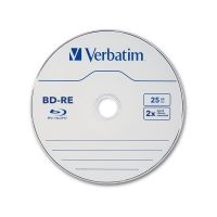 VERBATIM AMERICAS LLC 43694 Verbatim BD-RE 25GB 2X Blu-ray Rewritable Discs Branded Surface 10-Pack Spindle  