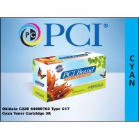 PCI Compatible Okidata 44469703 Type C17 Cyan Toner 3K Yield 44469703-PCI