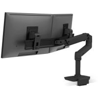 Ergotron 45-627-224 LX Desk Dual Direct Arm Mount with Low-Profile Clamp (Matte Black)