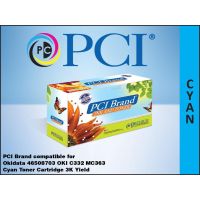 PCI 46508703-PCI Compatible Okidata 46508703 Cyan Toner Cartridge 3000 Page Yield  