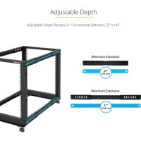 StarTech 4-Post 15U Mobile Open Frame Server Rack, Rolling 19in Network Rack for Computer/AV/Data/IT Equipment - 4POSTRACK15U