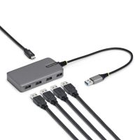 StarTech 5G4AC-USB-A-HUB 4-Port USB-A Hub, 5Gbps, Bus Powered, USB-A to 4x USB-A with USB-C Aux Power Input 1FT cable incl