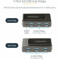 StarTech 7-Port USB Hub w/ On/Off Switch USB 3.0 5Gbps USB-A to 7x USB-A Self Powered - 5G7AS-USB-A-HUB