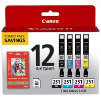 Canon 6513B010 CLI-251 CMYK 12-Cartridge Ink Set