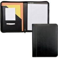 Samsill 71720 Leather Zip Padfolio Black