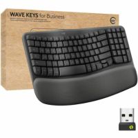 Logitech Wave Keys for Business, Wireless Ergonomic Keyboard with Cushioned Palm Rest, Logi Bolt, Graphite