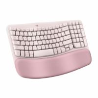 Logitech Wave Keys Wireless Ergonomic Keyboard with Cushioned Palm Rest, Comfortable Natural Typing, Easy-Switch, Rose
