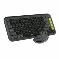 Logitech POP ICON COMBO, Bluetooth Keyboard and Mouse Combo, Comfortable Typing, Programmable Keys and Buttons, Quiet Clicks (Graphite & Green)