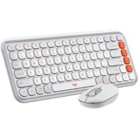 Logitech POP ICON COMBO, Bluetooth Keyboard and Mouse Combo, Comfortable Typing, Programmable Keys and Buttons, Quiet Clicks (Off-white & Orange)