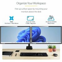StarTech Desk Mount Dual Monitor Arm - Full Motion Monitor Mount for 2x VESA Displays up to 32" (17.6lb/8kg) - Vertical Stackable Arms - Height Adjustable/Articulating - Clamp/Grommet - ARMDUALPIVOT