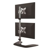 StarTech ARMDUOVS Vertical Dual Monitor Stand, Free Standing Height Adjustable Stacked Monitor Stand up to 27" (17.6lb/8kg)