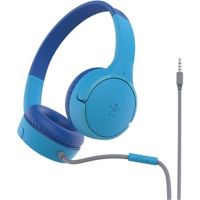 Belkin AUD004btBL Mini Wired Headphones for Kids with Built-in Microphone - Over-Ear Headset - 3.5mm - Blue