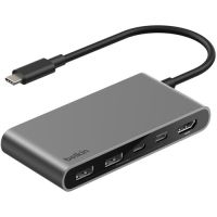 Belkin AVC022fqSGY 5-Port USB-C Hub - USB-C to 2xUSB-A, 2xUSB-C, 1x4K HDMI - 5 Gbps - Tethered USB-C Cable - Docking Station - Black
