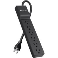 Belkin 6-Outlet Home/Office Surge Protector (4' Cord, Black) - BE106000-04-BLK