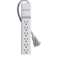 Belkin BE106000-06R6PK 6-Outlet Surge Protector - 6ft Cord - Rotating Plug - 1080J - White (6-pack)