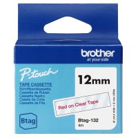 Brother BTAG132 12MM 4M Btag Red on Clear