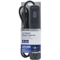 Belkin BV106000-04-BLK 6-Outlet Surge Protector with 4 Power Cord (Black) - BV106000-04-BLK
