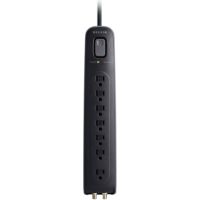 Belkin 7-Outlet Surge Protector - 4ft Cord - 2000J - Coaxial Protection - Black - BV107030-04-BLK