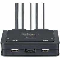 StarTech 2-Port USB-C Cable KVM Switch, 4K 60Hz DisplayPort Output, Compact KVM with 4ft/1.2m Integrated Host Cables - C2-D46-UC2-CBL-KVM