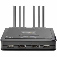 StarTech 2-Port Dual-Monitor DisplayPort Cable KVM Switch, 4K 60Hz, Compact KVM with 5ft/1.5m Integrated Host Cables - C2-DD46-UA2-CBL-KVM