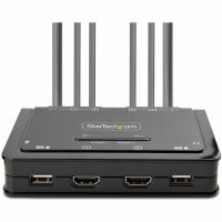 StarTech 2-Port Dual-Monitor HDMI Cable KVM Switch, 4K 60Hz, Compact KVM with 5ft/1.5m Integrated Host Cables - C2-DH46-UA2-CBL-KVM