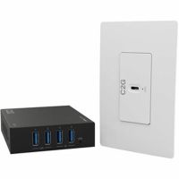 C2G Superbooster 1-Port USB over Cat6a Wall Plate to 4-Port USB-Box Extender Kit - USB 3.2 Gen1 (5Gbps) - TAA Complaint - C2G54269
