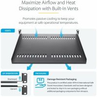 StarTech 2-Pack 1U Server Rack Shelf, Vented Rack Mount Cantilever Shelf, Heavy-Duty Steel, 44lb/20kg Max, 16 Deep - CABSHELF116V2PK