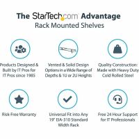 StarTech 1U 19 Vented Server Rack Cabinet Shelf - Fixed 10in Deep Cantilever Tray w/Cage Nuts - CABSHELFV1U