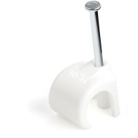 StarTech 100 Pack Extra Large Cable Clips with Nail - Reusable - Nail-in Clamps - Wire Holding Clips - Ethernet Cord/AV/Coax Cable Fasteners - Brick/Drywall Mounting Cable Tacks - White - TAA