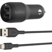 Belkin Boost Charge Dual USB-A Car Charger 24W + USB-A to USB-C Cable - CCE001BT1MBK