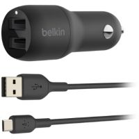 Belkin Boost Charge 24W Dual USB Type-A Car Charger with USB-A/Micro-USB Cable - CCE002BT1MBK