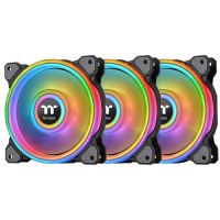 Thermaltake CL-F088-PL12SW-B Riing Quad 12 RGB 120mm PWM Radiator Fan TT 3-Pack (Black)
