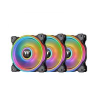 Thermaltake CL-F089-PL14SW-B Riing Quad 14 RGB 140mm PWM Radiator Fan TT 3-Pack (Black)
