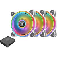 Thermaltake CL-F100-PL12SW-B Riing Quad 12 RGB 120mm PWM Radiator Fan TT 3-Pack (White)