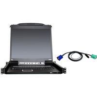 ATEN CL5708NUKIT 8-PORT 19IN. SINGLE RAIL USB/PS2 LCD KVM W/ PERIPHERAL SHARING & 8 USB KVM CABLE