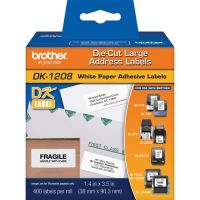 Brother DK1208 Die-Cut Large Address Labels (White, 400 Labels, 1.4 x 3.5")