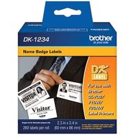 Brother DK1234 Die-Cut Name Badge Paper Labels (White, 260 Labels, 2.3 x 3.4")