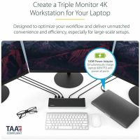 StarTech 4K USB-C Dock, Triple UHD Monitor Docking Station, Mac & Windows, HDMI/DisplayPort, 60W Power Delivery, TAA - DK30CH2DPPD