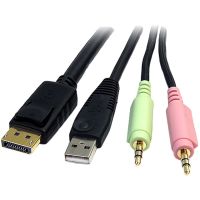 StarTech 6ft 4-in-1 USB DisplayPort KVM Switch Cable w/ Audio & Microphone - DP4N1USB6