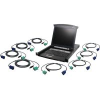 IOGEAR GCL1808KITUTAA 8-Port LCD Combo KVM Switch with USB KVM Cables (TAA Compliant, 1 RU)